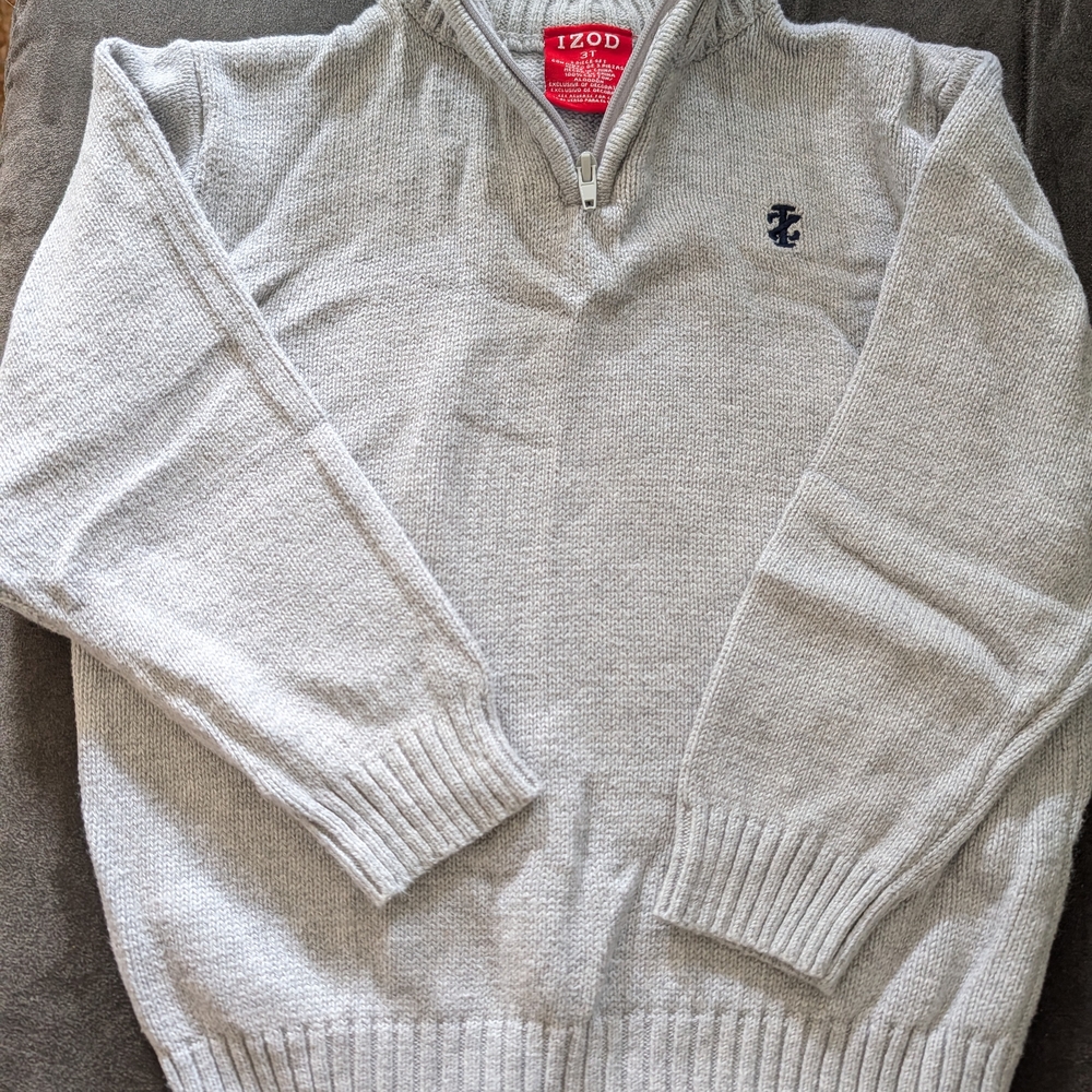 Izod Light Gray Boys Quarter Zip Sweater